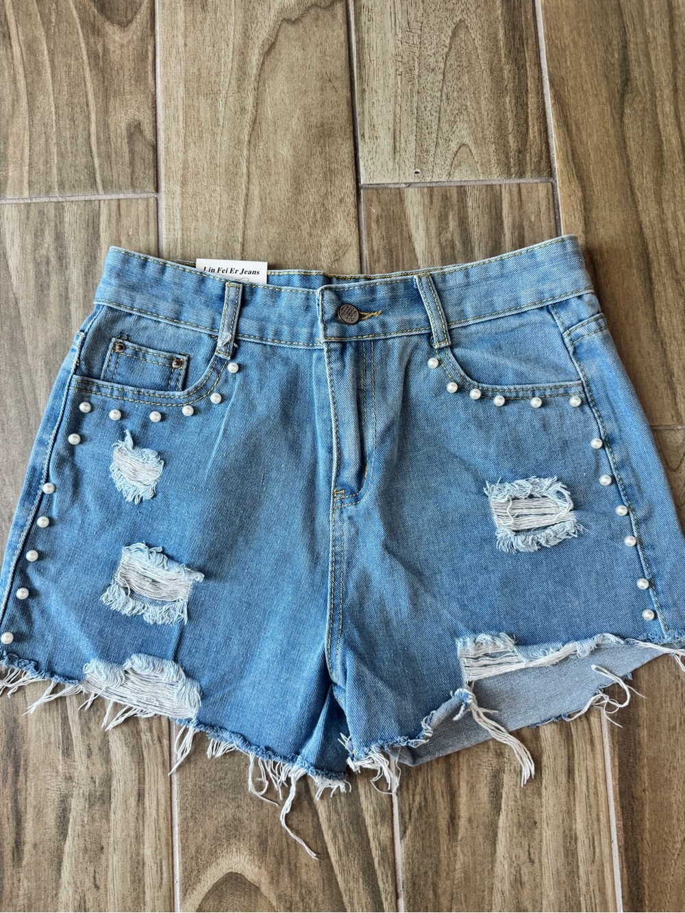 New Jean shorts pearl denim shorts
